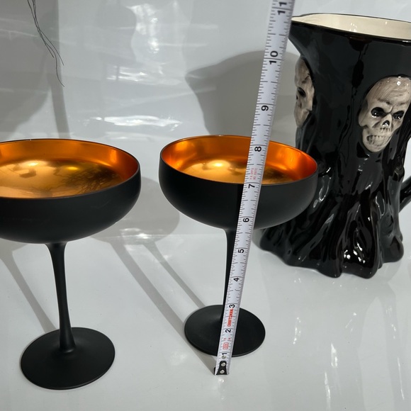 Stolzle Noir Lacquered Crystal Glass Coup Cocktail Glasses Set of 2 - Picture 5 of 5